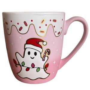 PEPPERMINT & PINE HAND PAINTED CERAMIC GHOST MUG PINK